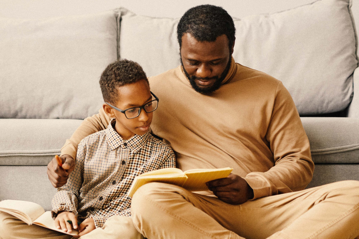Father reading with his child
